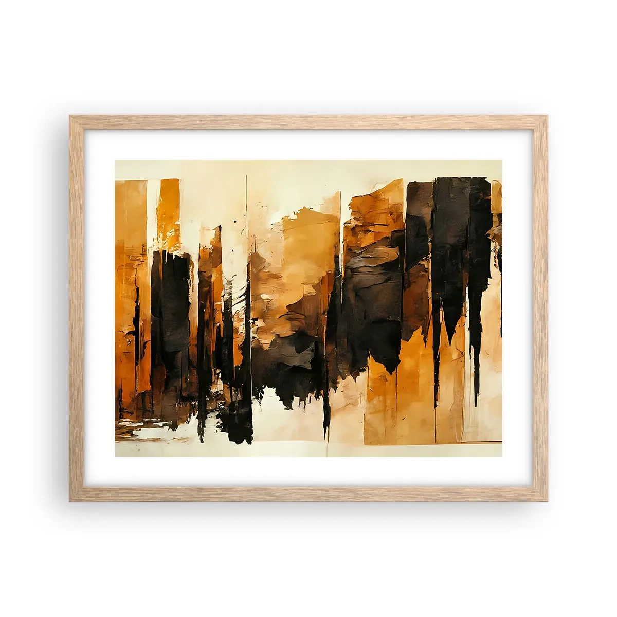 Plakat w ramie jasny dąb - Harmonia czerni i złota - 50x40 cm