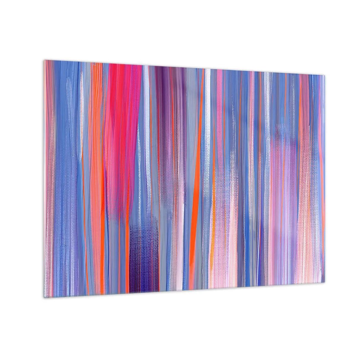 Obraz na szkle - Kolorowe pionowe smugi w odcieniach różu, fioletu i błękitu - 70x50cm - Wtęczowstąpienie - Nowoczesna dekoracja ścienna do salonu i sypialni ARTTOR