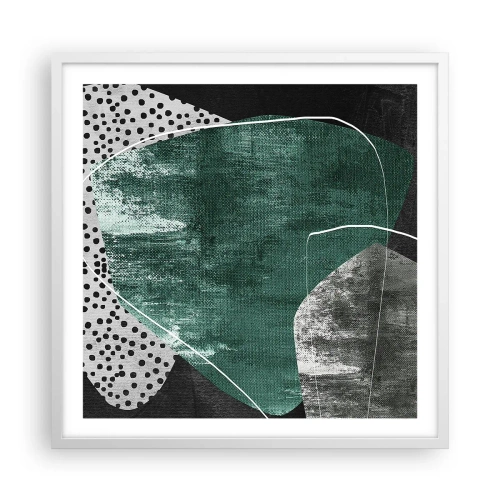 Plakat w białej ramie - Barwna abstrakcja z płatkiem złota - 60x60 cm