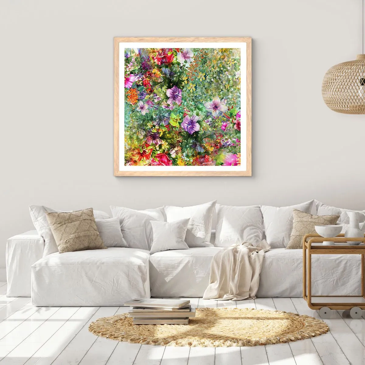 Plakat w ramie jasny dąb - W kwiaty na zatracenie - 50x50 cm