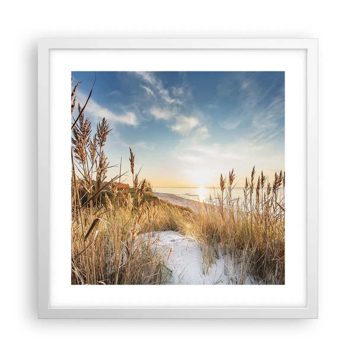 Plakat w białej ramie - Północna plaża - 40x40 cm