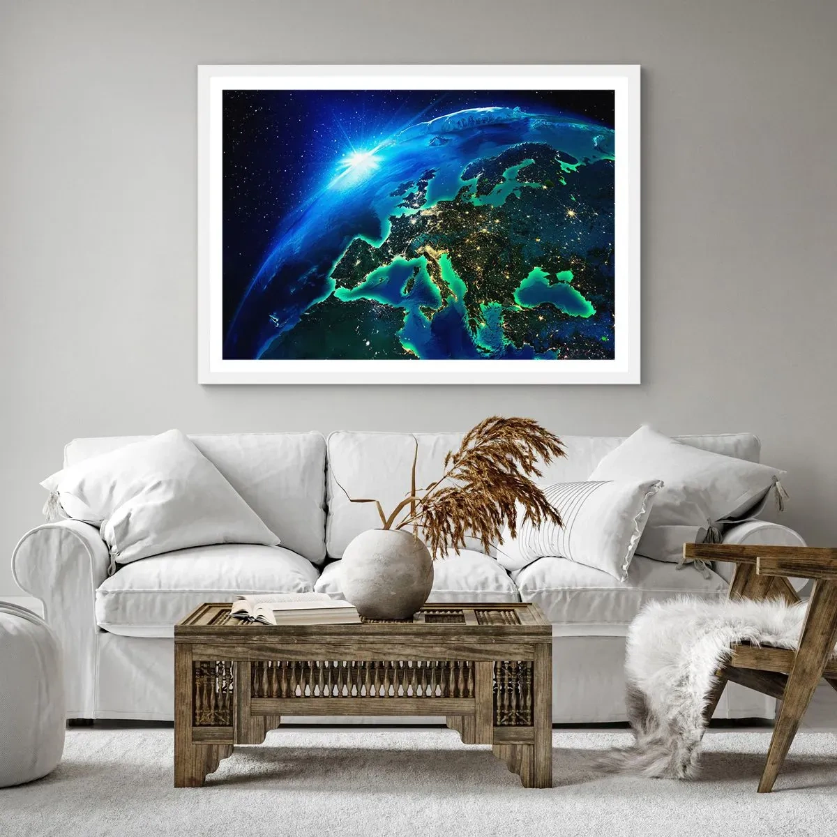 Plakat w białej ramie - Roziskrzona Europa - 70x50 cm