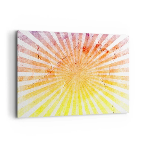 Obraz na płótnie - Promienie słońca w odcieniach pomarańczu i żółci - 100x70cm - Wschody i zachody - Nowoczesna dekoracja ścienna do salonu, kuchni i sypialni ARTTOR