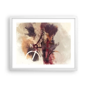 Plakat w białej ramie - W marmurowych kształtach rowerowa dusza - 50x40 cm