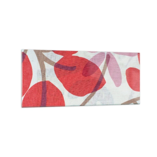 Obraz na szkle - Kwiaty i liście w odcieniach czerwieni i różu - 120x50cm - Kompozycja kwiatowa w różu - Nowoczesna dekoracja ścienna do salonu i sypialni ARTTOR