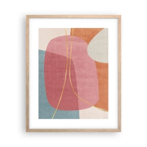 Plakat w ramie jasny dąb - Pastelowa kompozycja z nicią złota - 40x50 cm