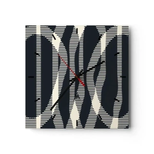 Zegar ścienny - Geometryczne linie w jasnych odcieniach na ciemnym tle - 30x30cm - Próba przełamania ciemności - Nowoczesna dekoracja ścienna do salonu i sypialni ARTTOR