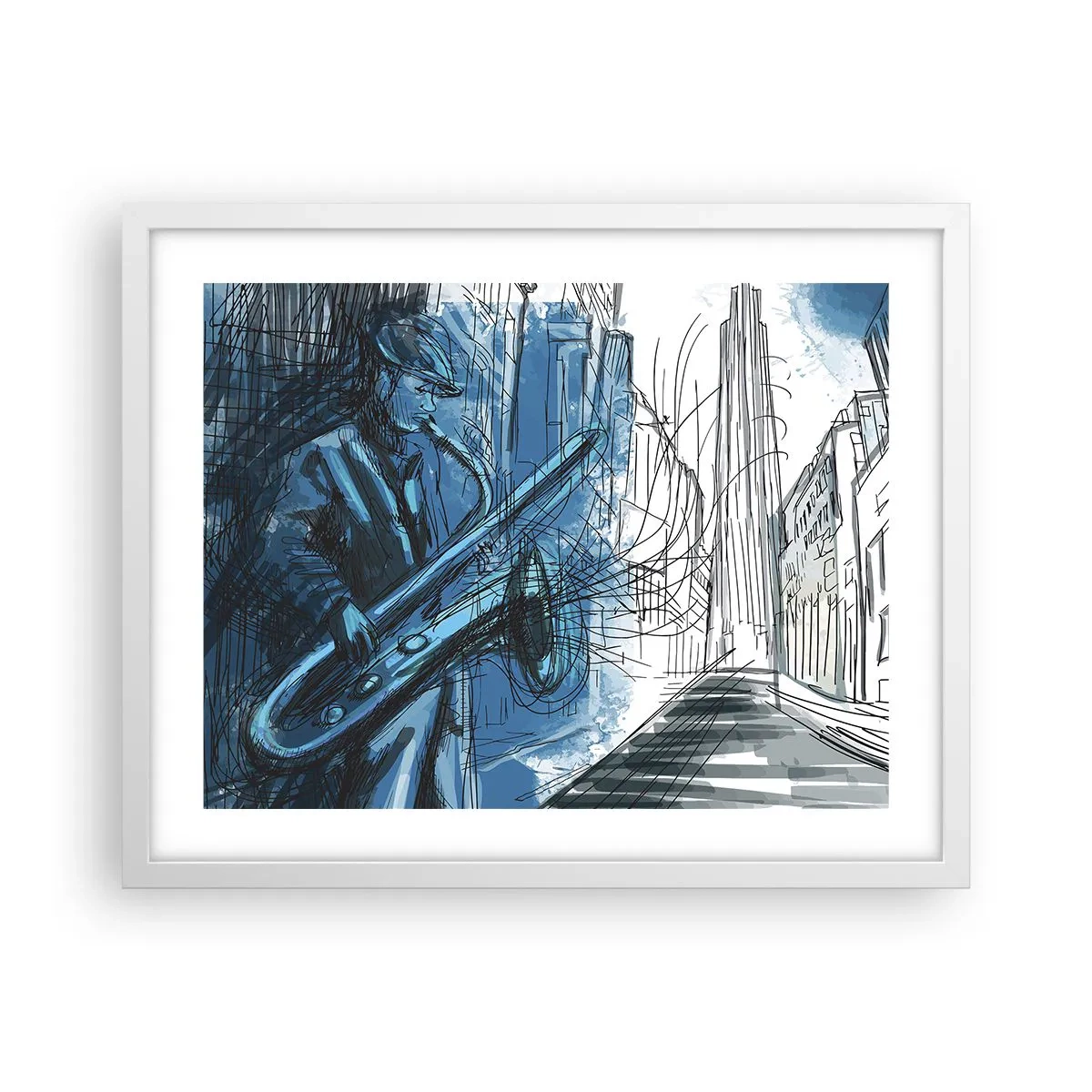 Plakat w białej ramie - Miejska rapsodia - 50x40 cm