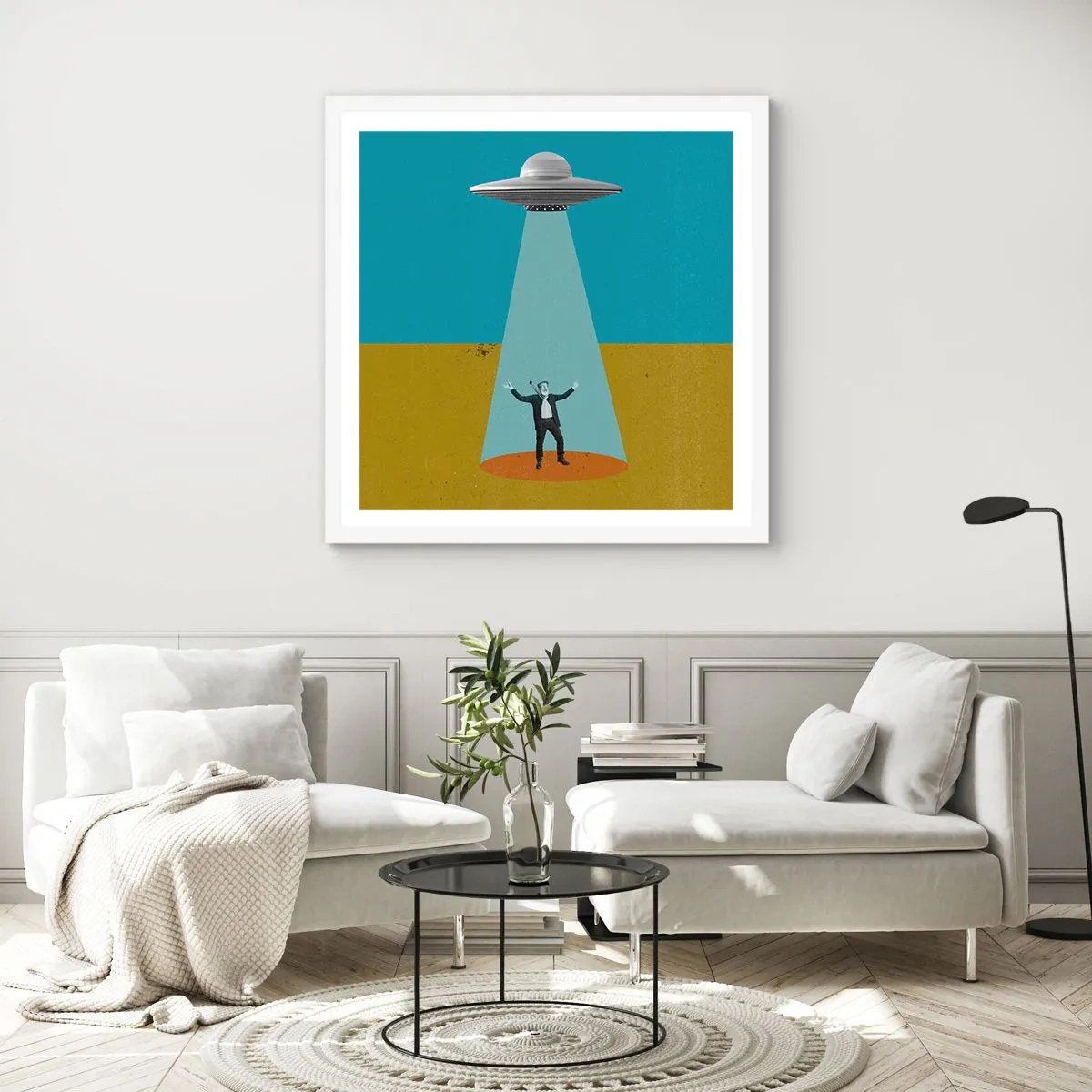 Plakat w białej ramie - Bliskie spotkanie - 40x40 cm