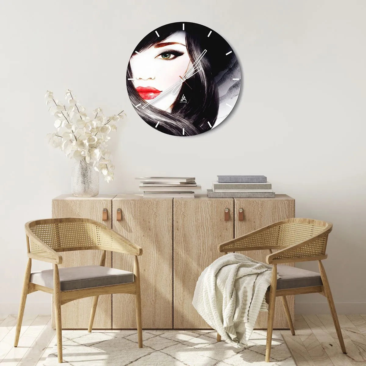 Zegar ścienny - Szafirowe spojrzenie - 40x40 cm