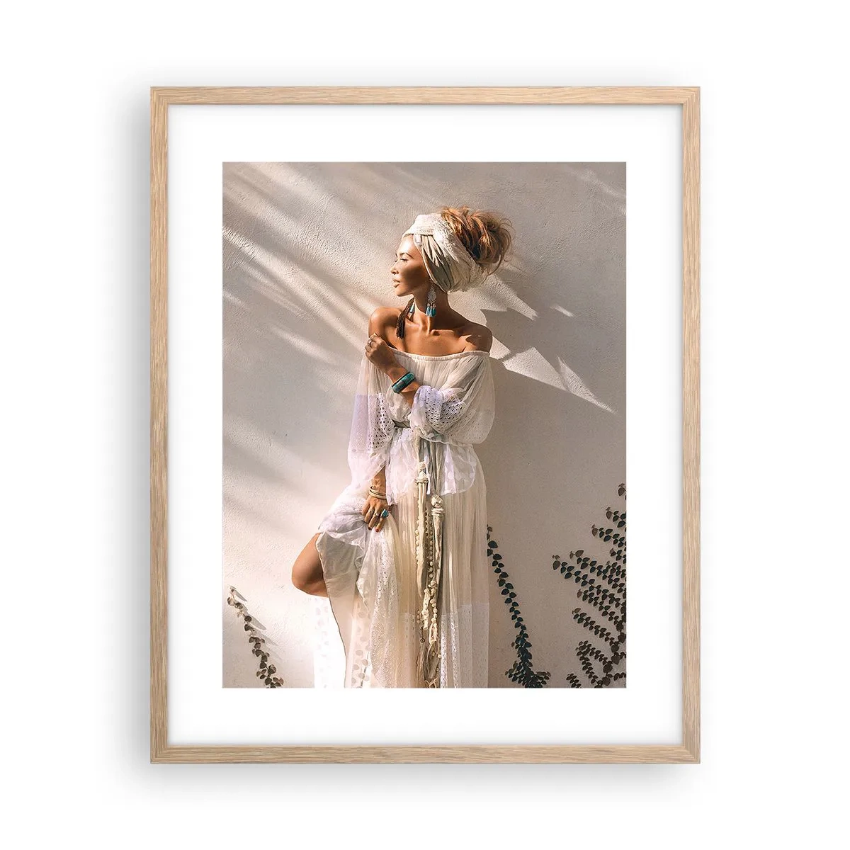 Plakat w ramie jasny dąb - Słońce i dziewczyna - 40x50 cm