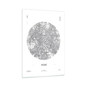 Obraz na szkle - Mapa Rzymu w minimalistycznym, czarno-białym stylu - 80x120cm - Anatomia Rzymu - Nowoczesna dekoracja ścienna do salonu i sypialni ARTTOR