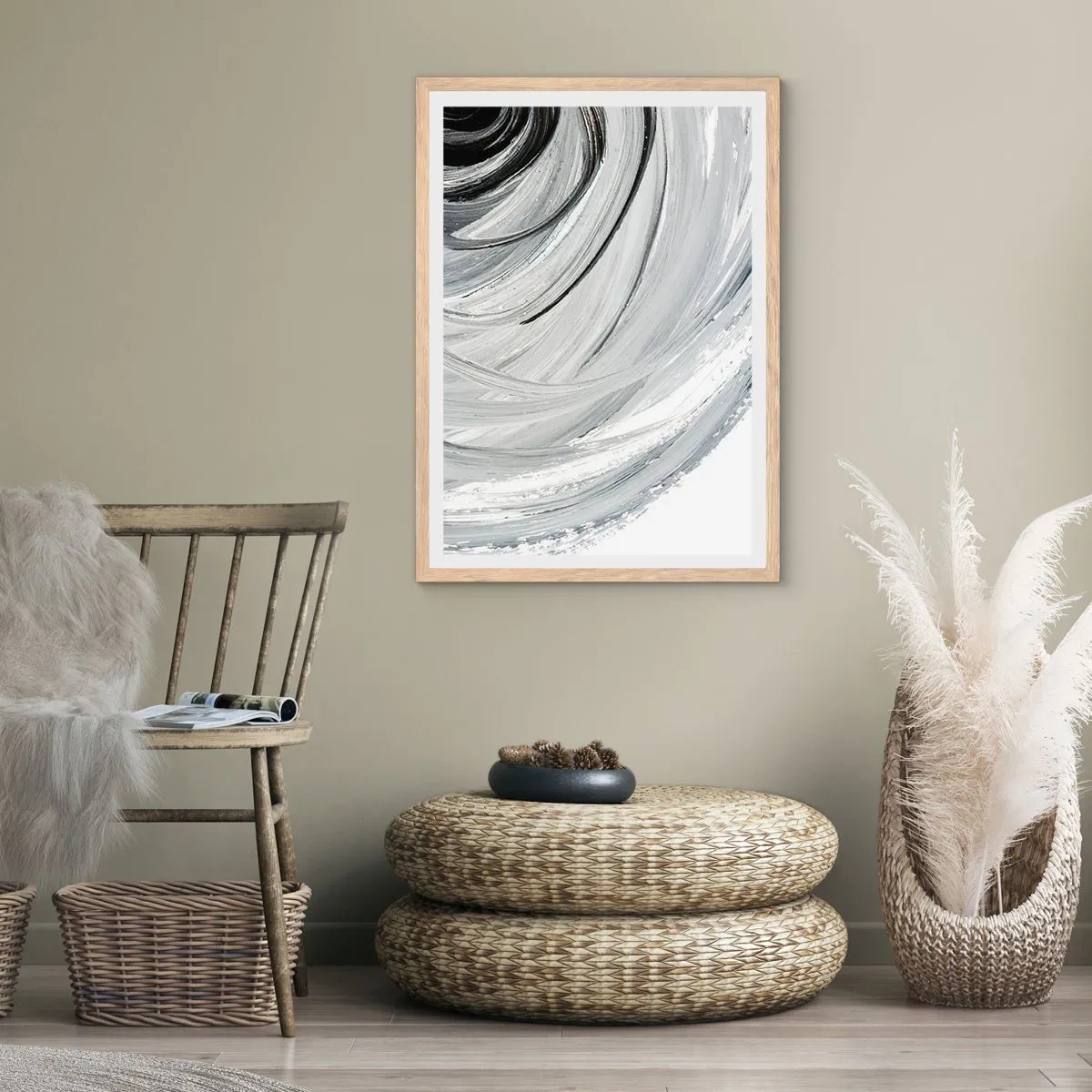 Plakat w ramie jasny dąb - Kompozycja orbitalna - 40x50 cm