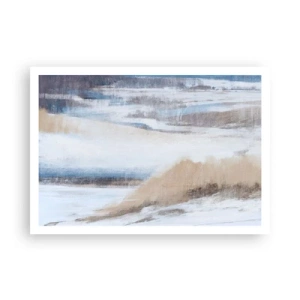 Plakat - Abstrakcyjny krajobraz zimowy w odcieniach bieli i błękitu - 100x70cm - Zimowa kompozycja - Nowoczesna dekoracja ścienna do salonu i sypialni ARTTOR