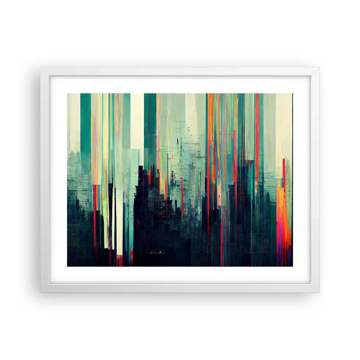 Plakat w białej ramie - Futurystyczne miasto - 50x40 cm