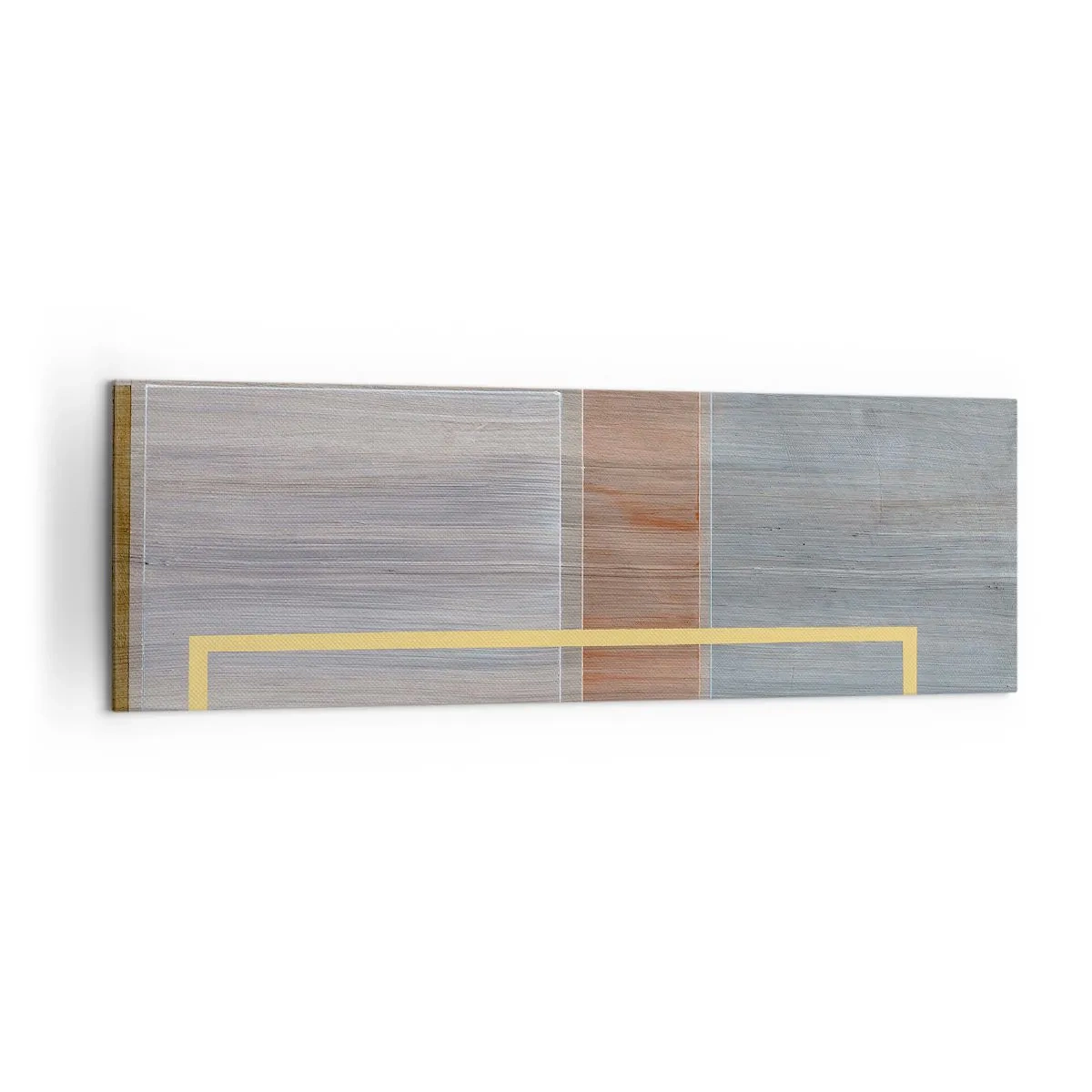 Obraz na płótnie - Geometryczna kompozycja w pastelowych barwach z prostokątami - 160x50cm - Prosto i spokojnie - Nowoczesna dekoracja ścienna do salonu i sypialni ARTTOR
