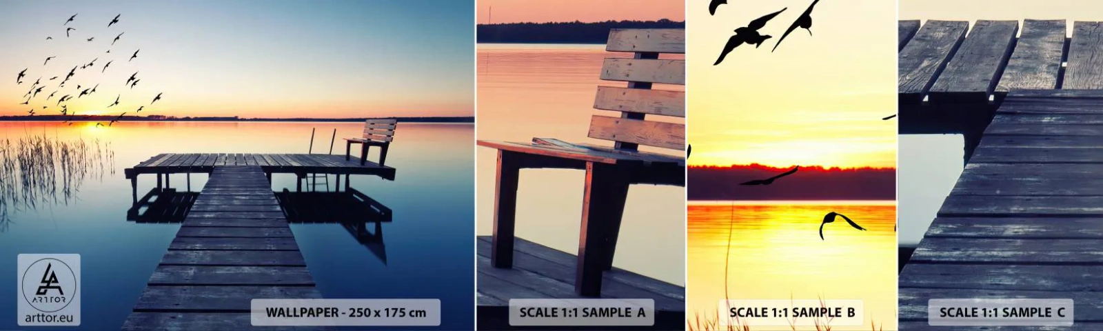 Fototapeta Próbka Samoprzylepna Deluxe Sticker - To był dobry dzień - Krajobraz, Jezioro, Drewniany Pomost - 100x30 cm