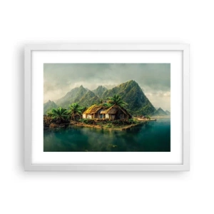 Plakat w białej ramie - Tropikalny raj - 40x30 cm