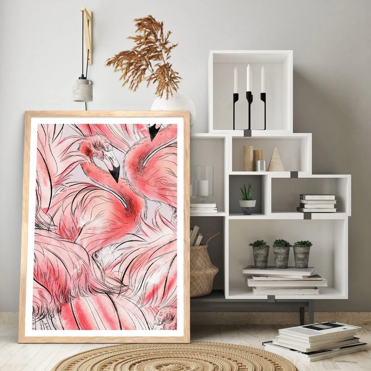 Plakat w ramie jasny dąb - Ptasi corps de ballet - 70x100 cm