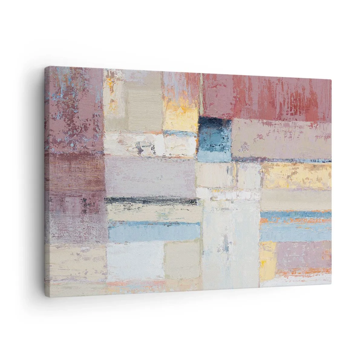 Obraz na płótnie - Geometryczna kompozycja w pastelowych barwach - 70x50cm - Spokój geometrii - Nowoczesna dekoracja ścienna do salonu i sypialni ARTTOR