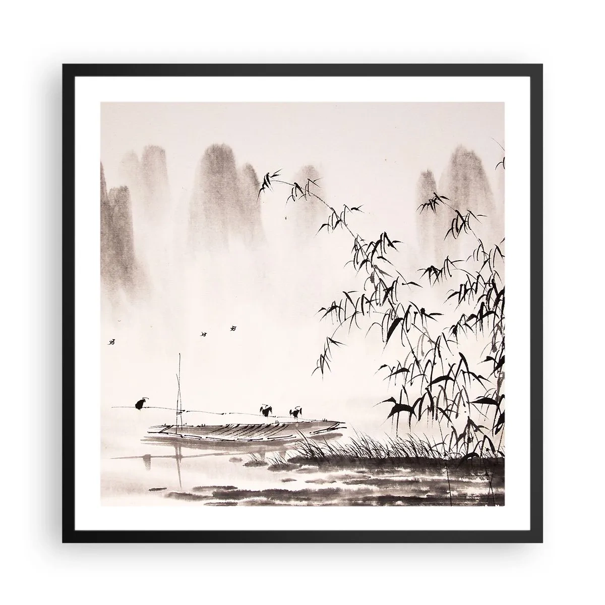 Plakat w czarnej ramie - Cisza ryżowych pól - 60x60 cm