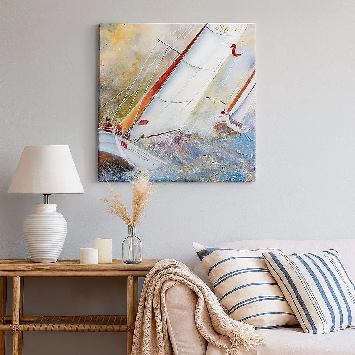 Obraz na płótnie - Biegnące po falach - 30x30 cm