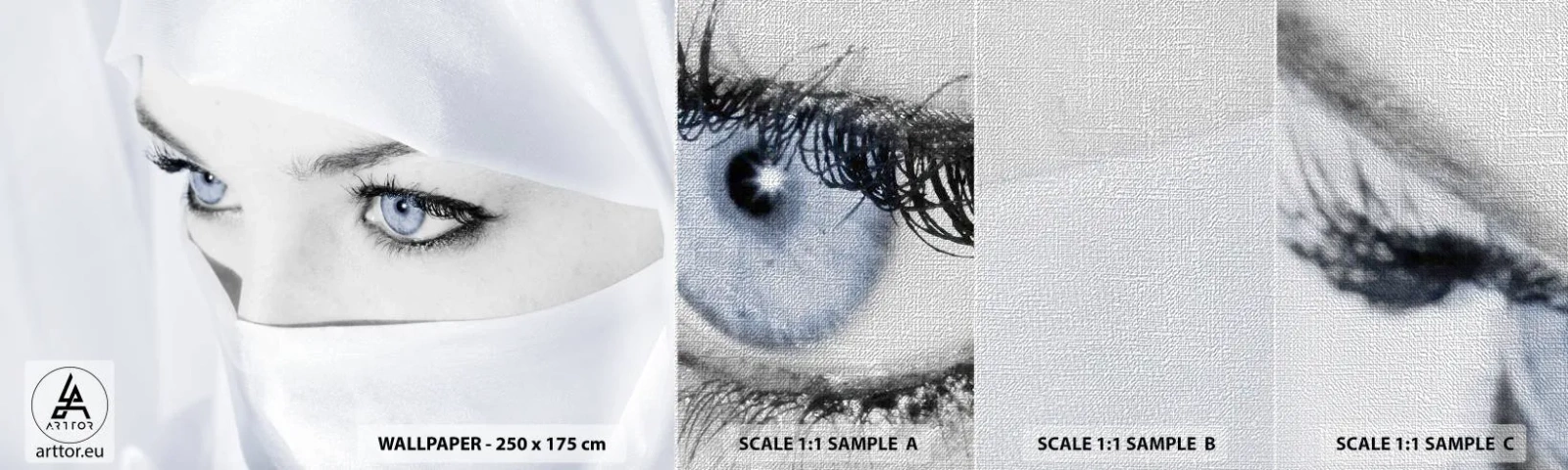 Fototapeta Próbka Premium Canvas - Wprost z tysiąca i jednej nocy - Kobieta, Oczy, Kultura - 100x30 cm