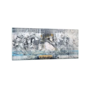 Obraz na szkle - Abstrakcyjna kompozycja w chłodnych tonacjach - 120x50cm - Jak po lodzie, jak po grudzie - Nowoczesna dekoracja ścienna do salonu i sypialni ARTTOR