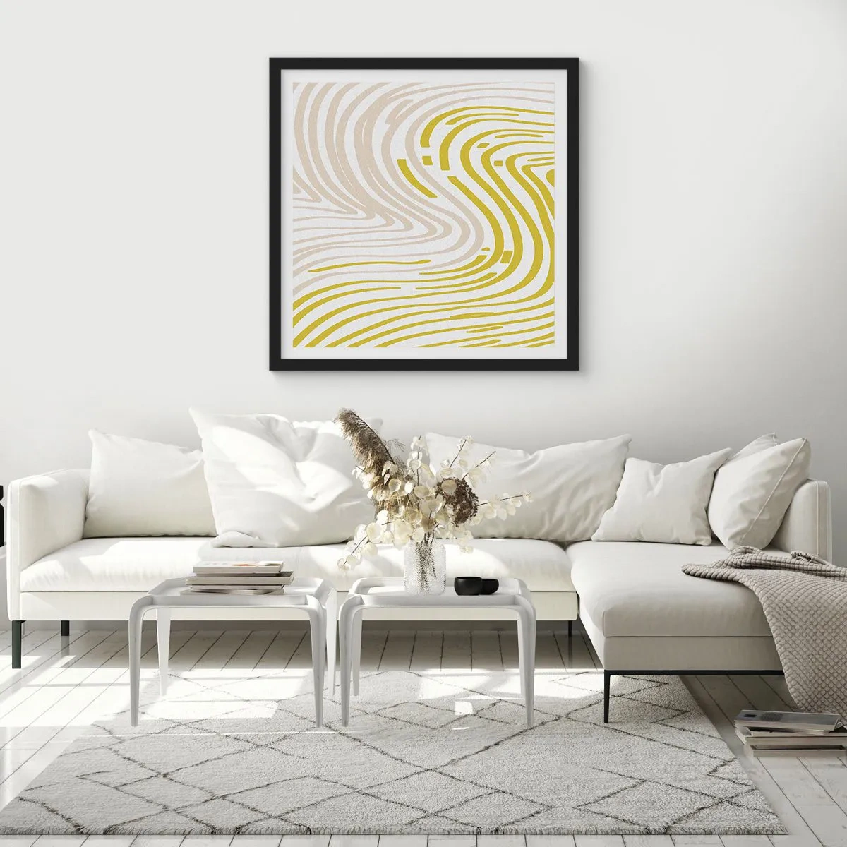 Plakat w czarnej ramie - Kompozycja z łagodnym ugięciem - 40x40 cm