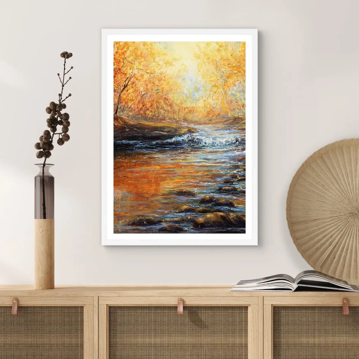 Plakat w białej ramie - Złoty potok - 70x100 cm