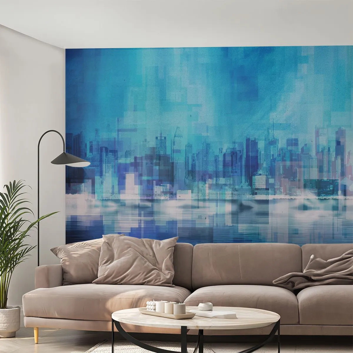 Fototapeta Standard Eco - Zatopione w błękicie - Abstrakcja, Miasto, Architektura - 400x280 cm