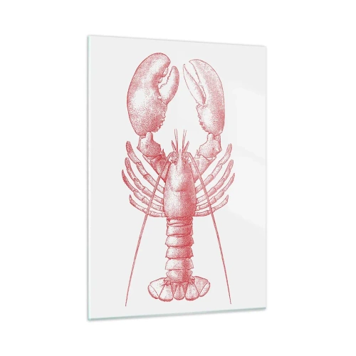 Obraz na szkle - Szkic homara w czerwonym kolorze na jasnym tle - 50x70cm - Homar godny Homera - Nowoczesna dekoracja ścienna do salonu, kuchni i sypialni ARTTOR