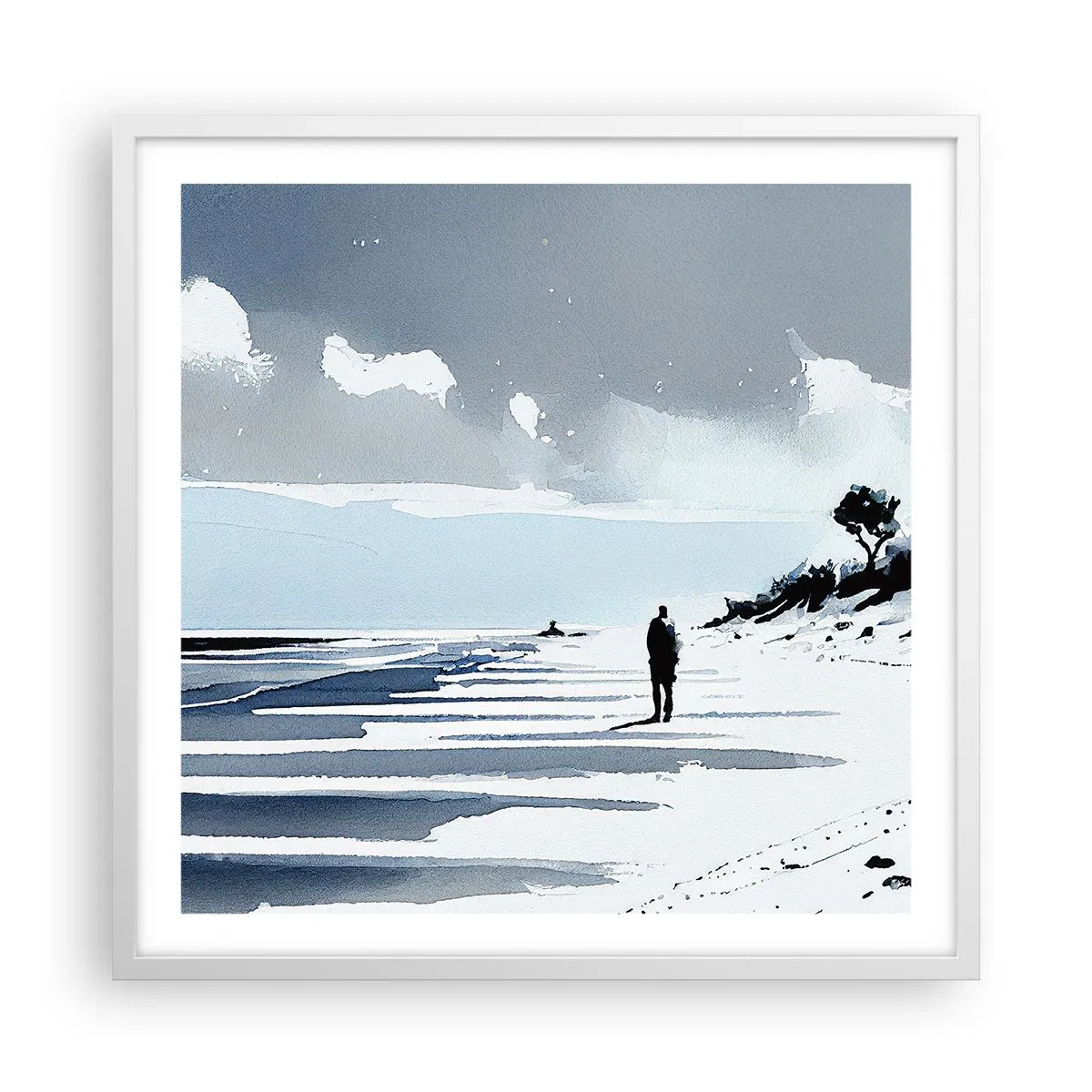 Plakat w białej ramie - Sam na sam - 60x60 cm