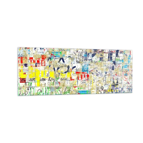 Obraz na szkle - Abstrakcyjne graffiti z kolorowymi napisami i wzorami - 140x50cm - Po prostu cieszy oczy - Nowoczesna dekoracja ścienna do salonu i sypialni ARTTOR