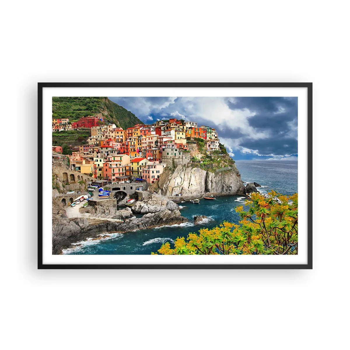Plakat w czarnej ramie - Gromadka przytulona do skał - 91x61 cm