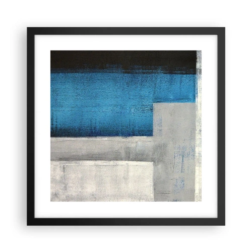 Plakat w czarnej ramie - Kompozycja poetycka szarości i błękitu - 40x40 cm