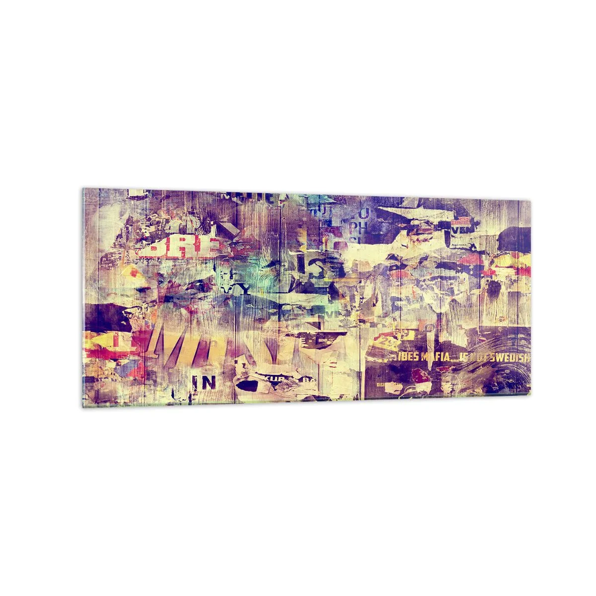 Obraz na szkle - Kolorowy abstrakcyjny kolaż z tekstami i grafikami - 120x50cm - I tyle zostanie - Nowoczesna dekoracja ścienna do salonu i sypialni ARTTOR