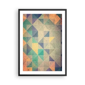 Plakat w czarnej ramie - Kolorowa abstrakcja z geometrycznym wzorem trójkątów - 50x70cm - Republika trójkątów - Nowoczesna dekoracja ścienna do salonu i sypialni ARTTOR