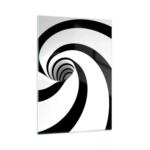Obraz na szkle - Hipnotyczny wzór spirali w czerni i bieli - 50x70cm - Poddać się wirowi? - Nowoczesna dekoracja ścienna do salonu, kuchni i sypialni ARTTOR