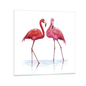 Obraz na szkle - Różowe randez-vous - 60x60 cm