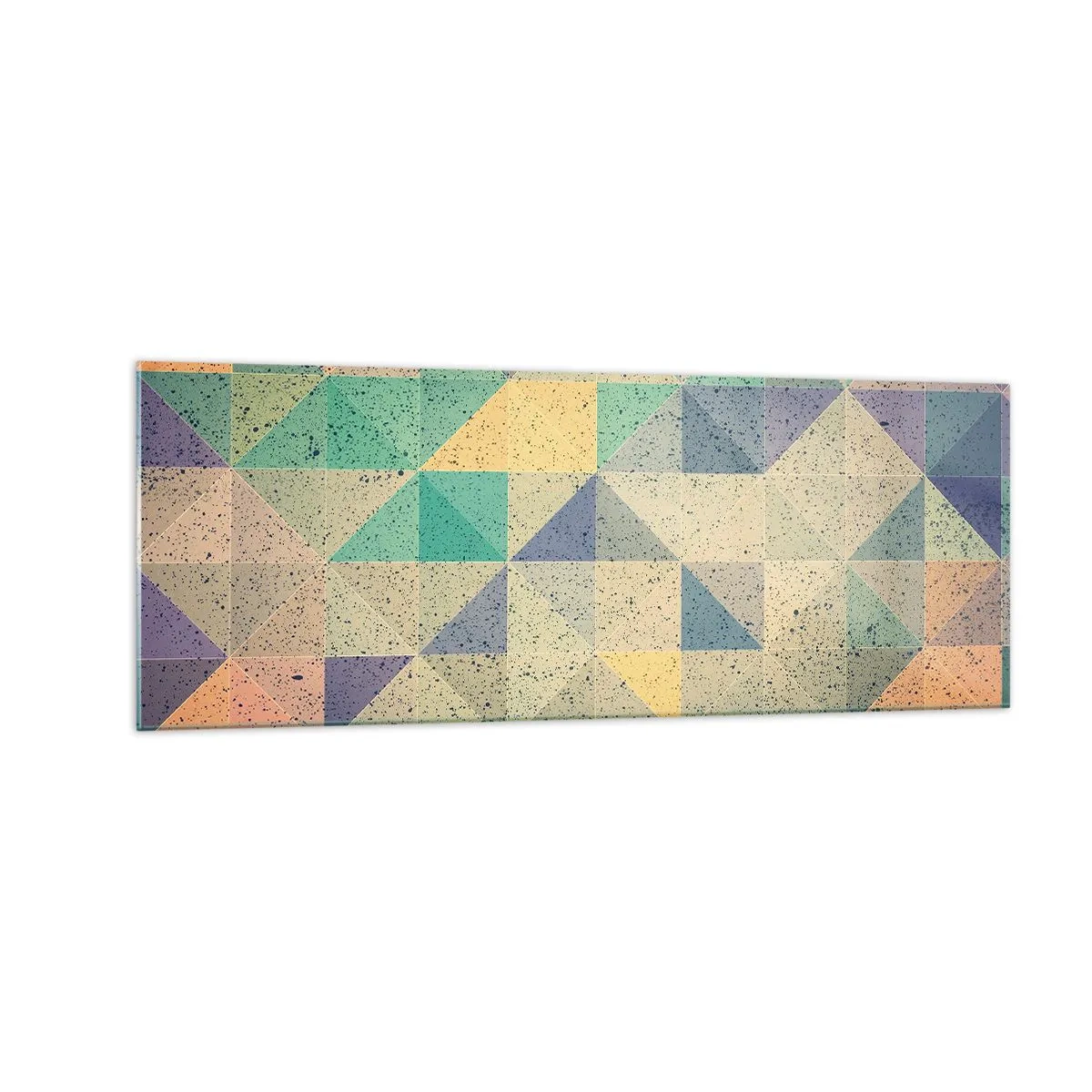 Obraz na szkle - Kolorowa kompozycja geometrycznych trójkątów w pastelowych odcieniach - 140x50cm - Republika trójkątów - Nowoczesna dekoracja ścienna do salonu i sypialni ARTTOR