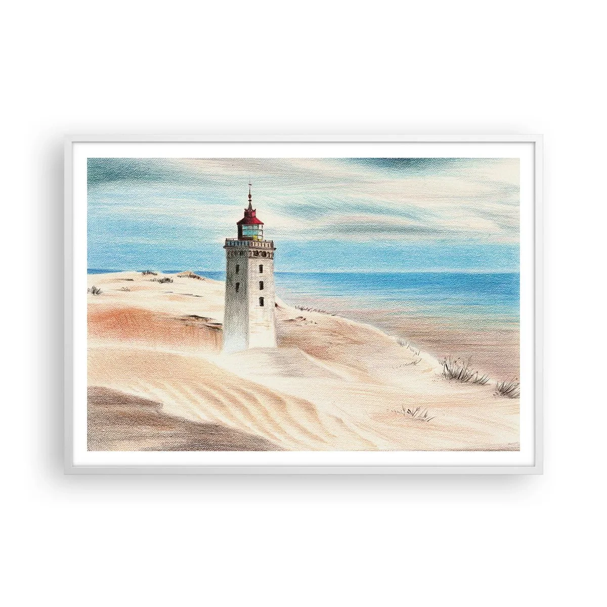 Plakat w białej ramie - Zawsze wpatrzona w morze - 100x70 cm
