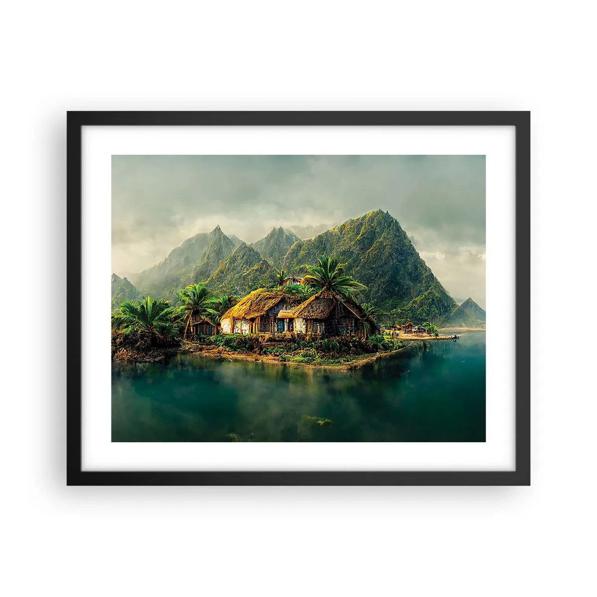 Plakat w czarnej ramie - Tropikalny raj - 50x40 cm