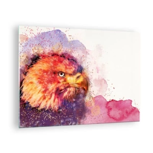 Obraz na szkle - Akwarelowy portret orła w intensywnych kolorach - 70x50cm - Nie chcesz wiedzieć, o czym myślę - Nowoczesna dekoracja ścienna do salonu i sypialni ARTTOR