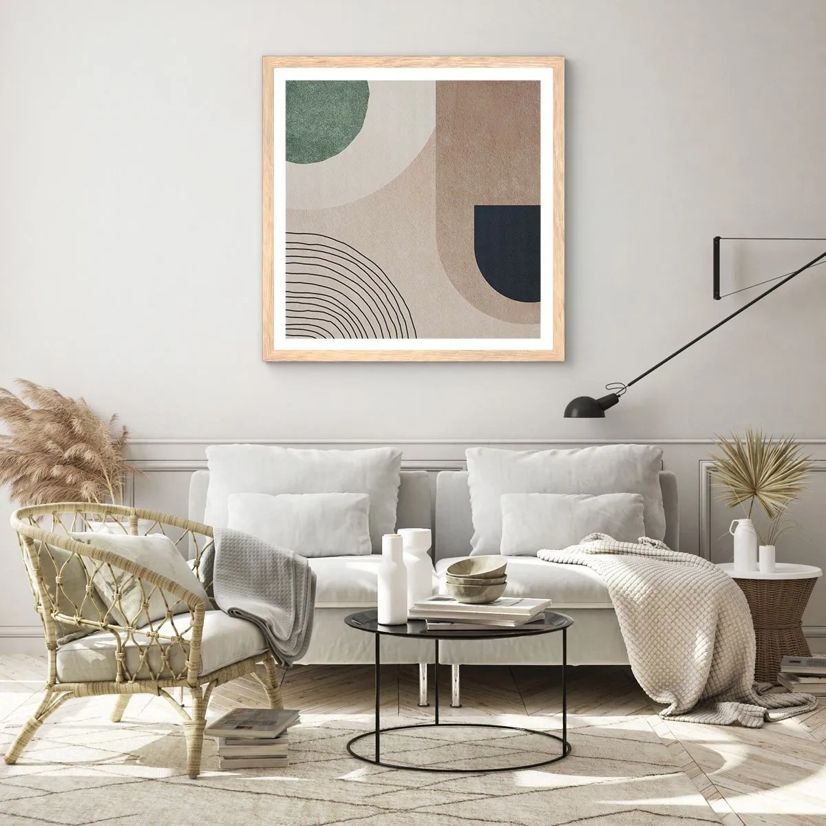 Plakat w ramie jasny dąb - Łagodność owalu - 40x40 cm