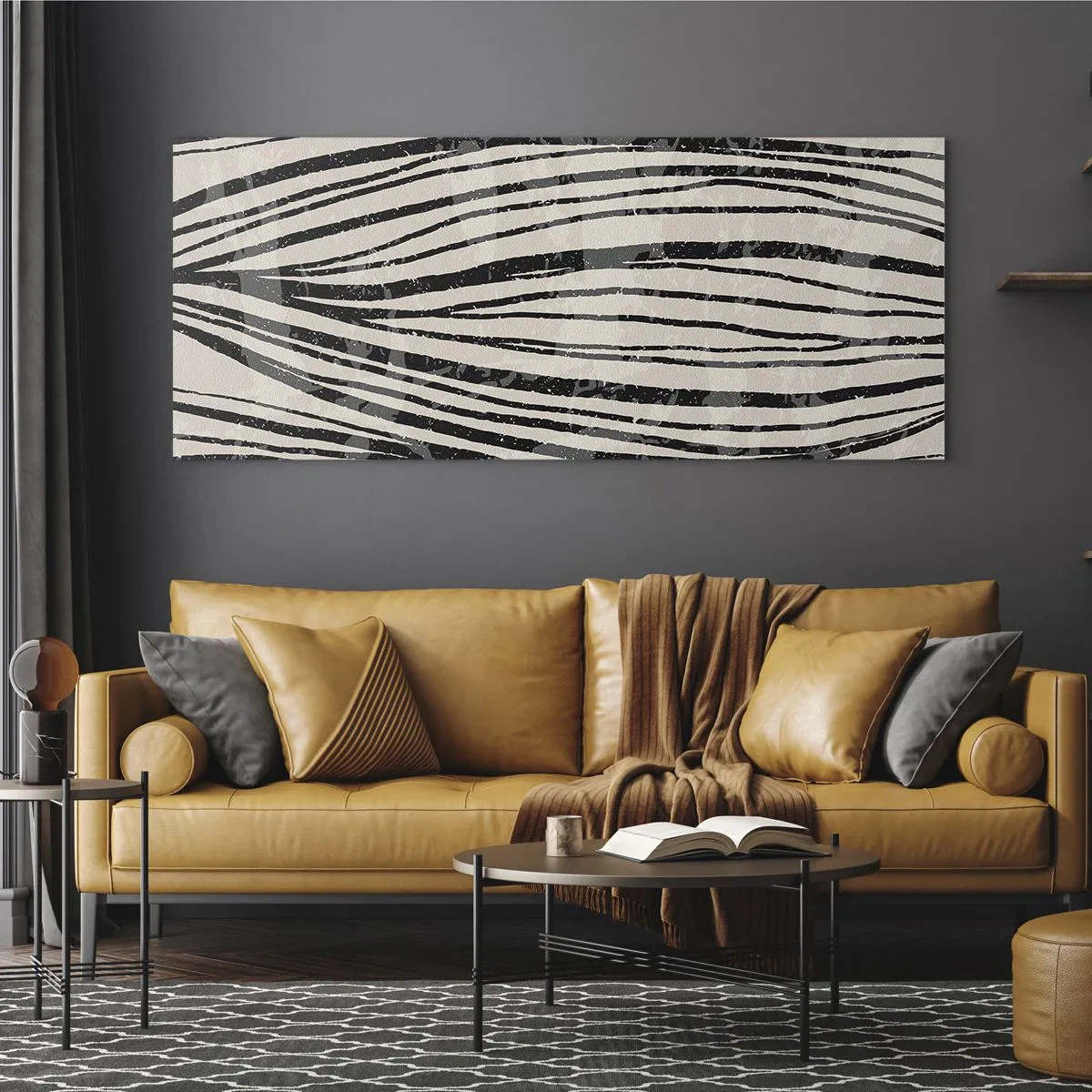 Obraz na szkle - Rozlewisko linii - 100x40 cm