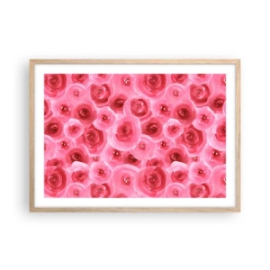 Plakat w ramie jasny dąb - Róże na dole i na górze - 70x50 cm