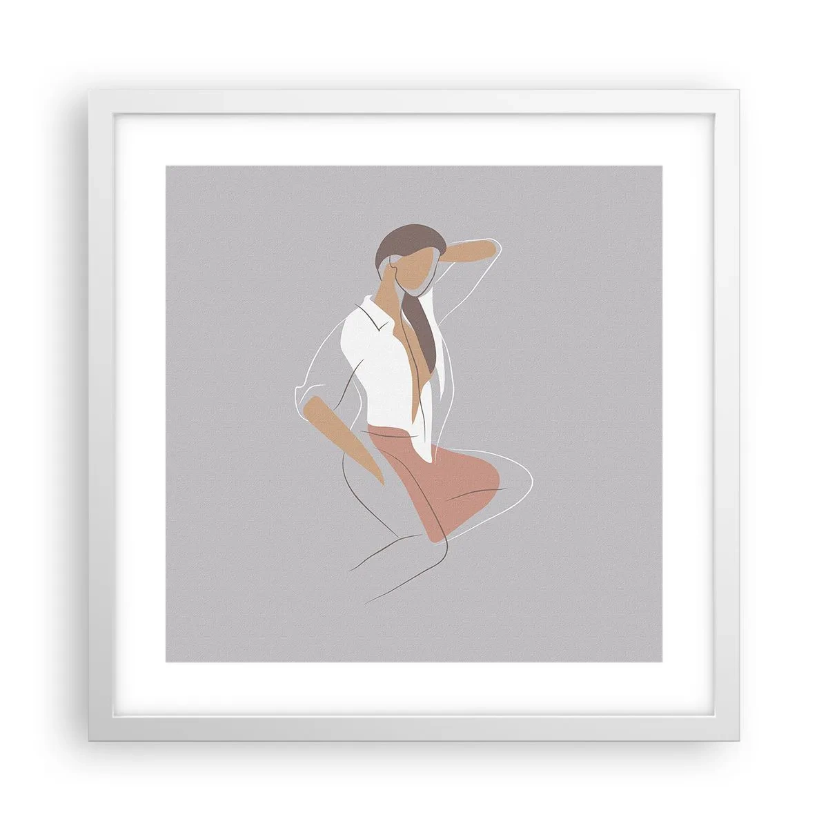 Plakat w białej ramie - Zarys wdzięku - 40x40 cm