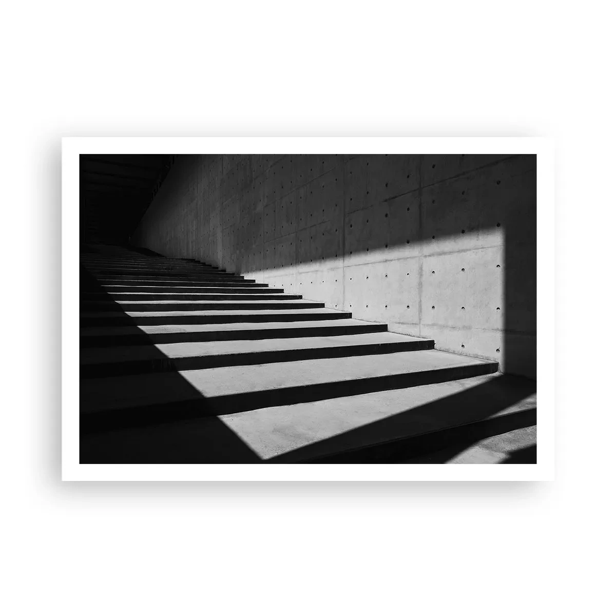 Plakat - Schody w minimalistycznym stylu w czerni i bieli - 100x70cm - Surowa uroda modernizmu - Nowoczesna dekoracja ścienna do salonu i sypialni ARTTOR