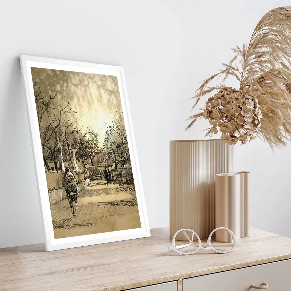 Plakat w białej ramie - Piórkiem zatrzymana chwila - 70x100 cm